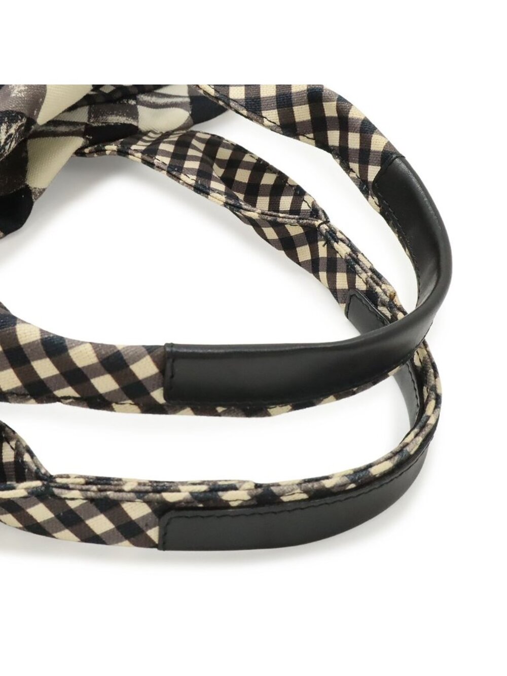 Chanel CC Logo Gingham Check Tote Big Canvas Black White Cruise Collection - Picture 4 of 9